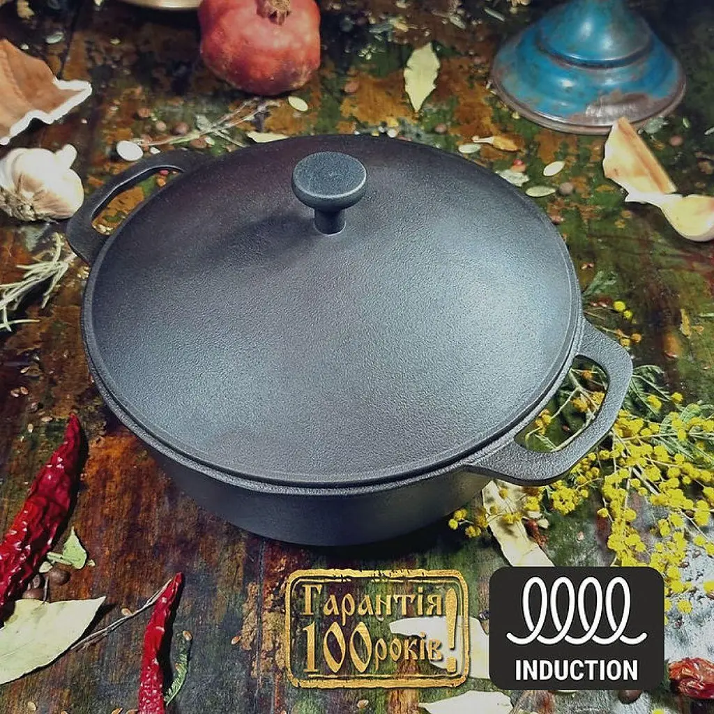 Каструля чавунна Maysternya Т402С1 3л 22см чавунна кришка - фото 2