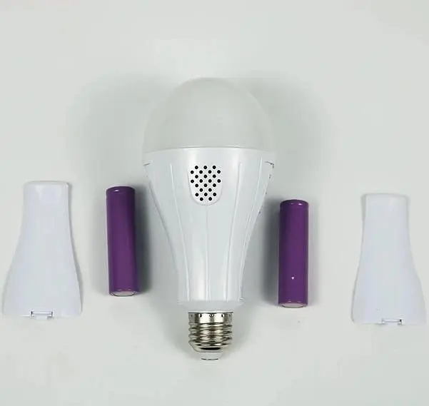 Світлодіодна LED-лампа акумуляторна (знімні 2 × 18650), автономна аварійна, 3 режими яскравості, 15 W, лампочка, цоколь E27 UKC 8442–1, комплект 3 шт - фото 3