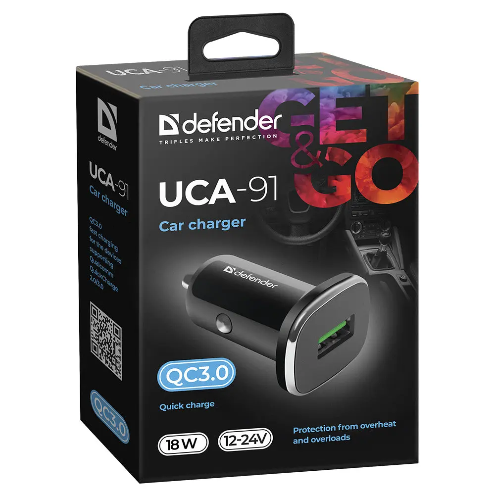 Автозарядка 1xUSB 18W (USB-A) QC3.0 3А UCA-91 чорна Defender - фото 2