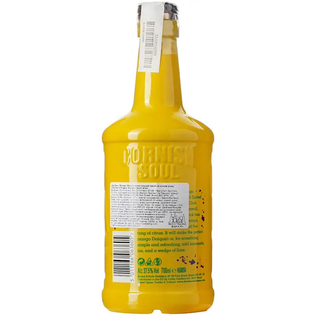 Алкогольний напій на основі рому Dead Man's Fingers (DMF) Mango 38% 0.7 л (5011166063605) - фото 2