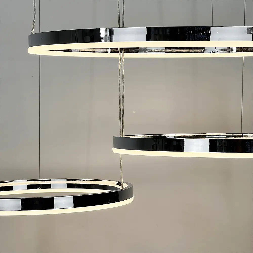 Светодиодная люстра на три кольца 60+40+20 см в хромированном каркасе Line F | Ст. MJ73-600+400+200 CH - фото 2