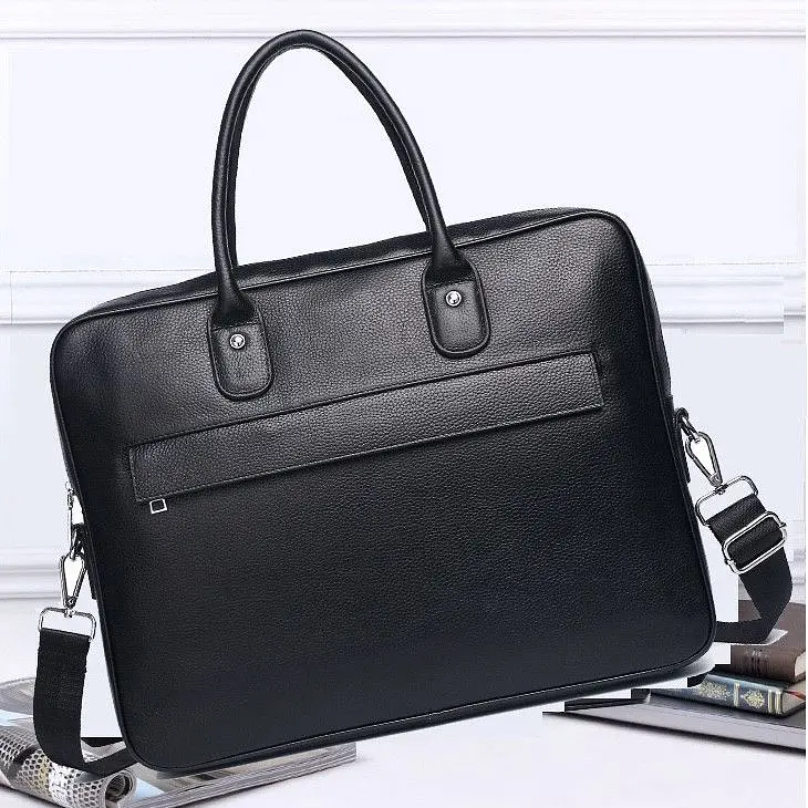 Шкіряна чоловіча сумка-портфель для ноутбука Tiding Bag M364A чорна - фото 2