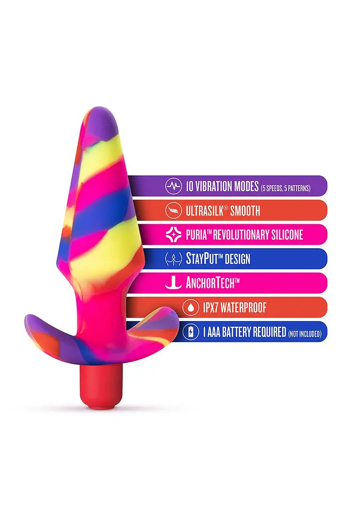 Анальна пробка Avant Free Spirit 12.5 см (райдужний) - фото 4