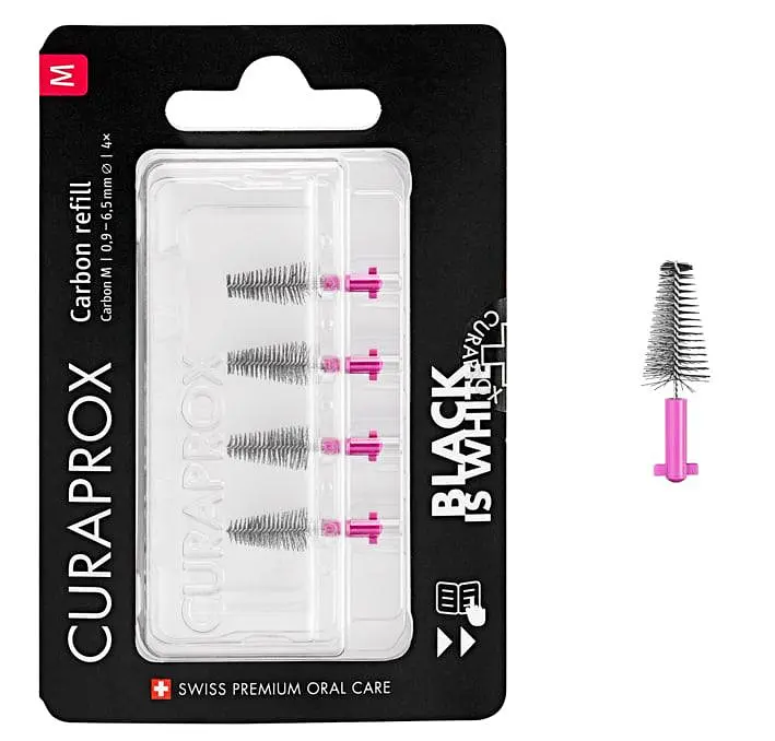 Набір міжзубних йоржиків Curaprox Black is White refill CPS Carbon M (0.9 - 6,5мм), 4 шт - фото 4