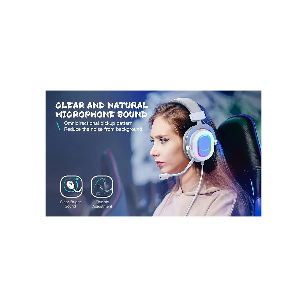 Навушники Fifine H6 RGB 7.1 White (H6W) - фото 11