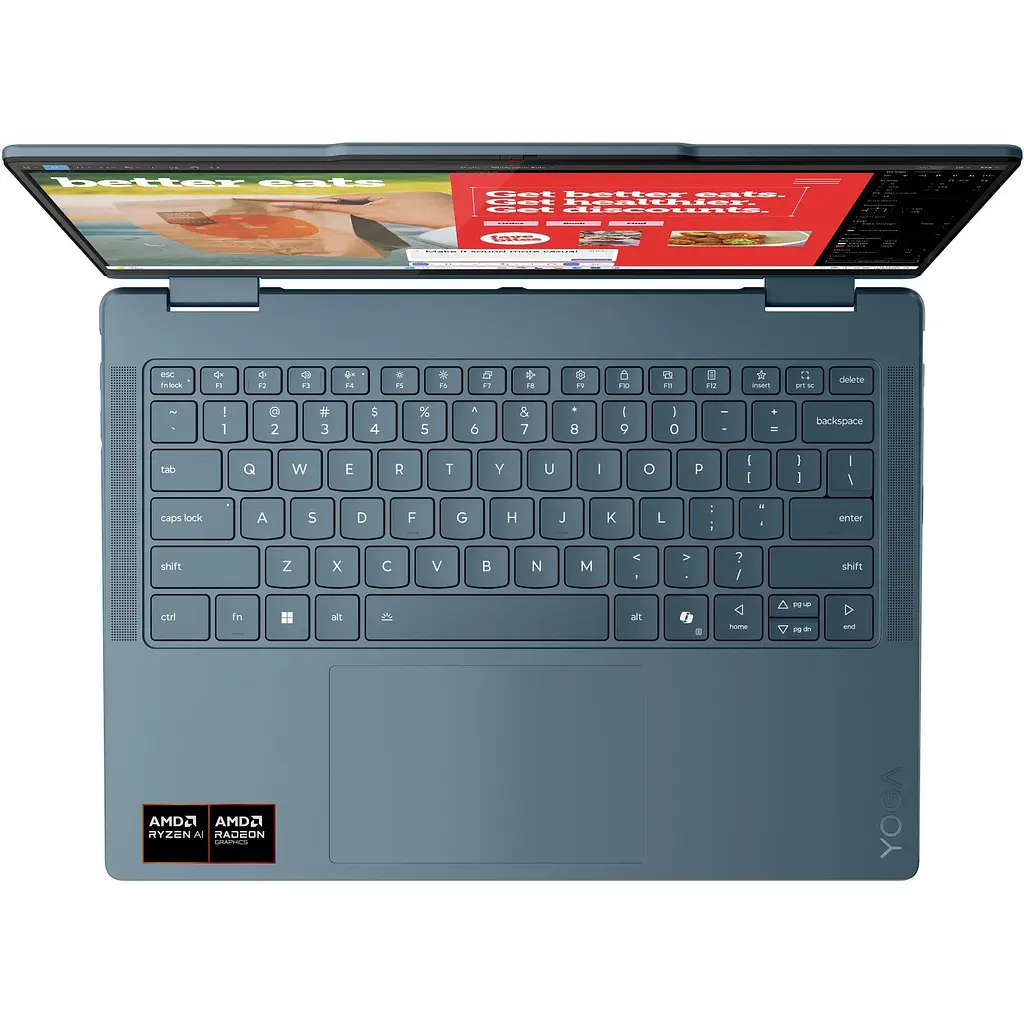 Ноутбук Lenovo Yoga 7 2- in- 1 14AKP10, 83JR000YBM, AMD Ryzen AI 5 340 (6 ядер), AMD Radeon 840M, 24 ГБ 7500 МГц Тип: LPDDR5X, Серый - фото 8