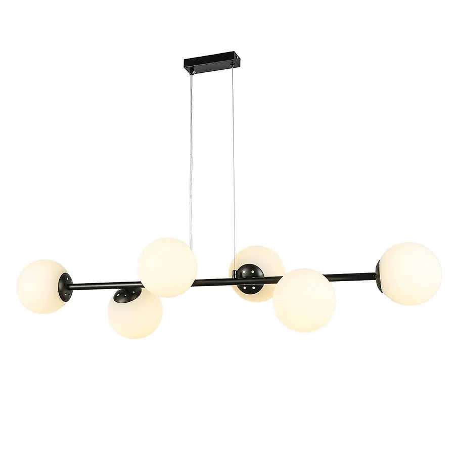 Люстра в спальню Levistella 7841021-6 BK+WH подвесной светильник с матовыми белыми шарами, 6 ламп Е27 - фото 3