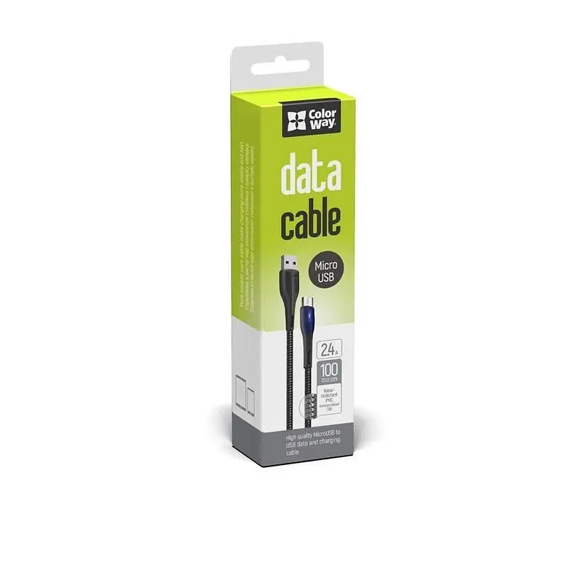 Кабель ColorWay USB - micro USB (M/M), PVC + Led, 2.4 А, 1 м, Black (CW-CBUM034-BK) - фото 9