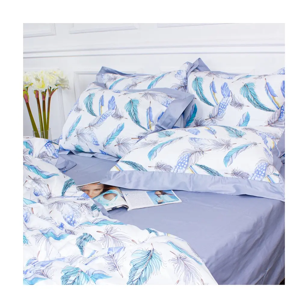 Постільна білизна MirSon Satin print Elit Azure Jay 220х240 King Size (2200005394250)