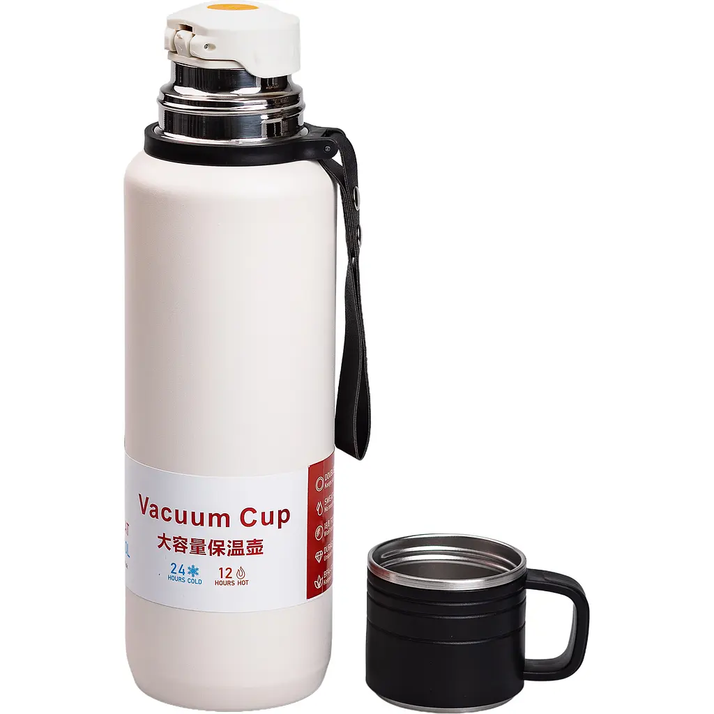 Термос High Bottle 1 л із заварником та фліп кришкою, білий Yiwu HP-14-28W - фото 2