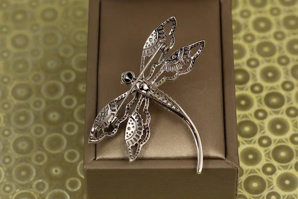 Брошка Xuping Jewelry бабка з перлиною 4 см срібляста - фото 2