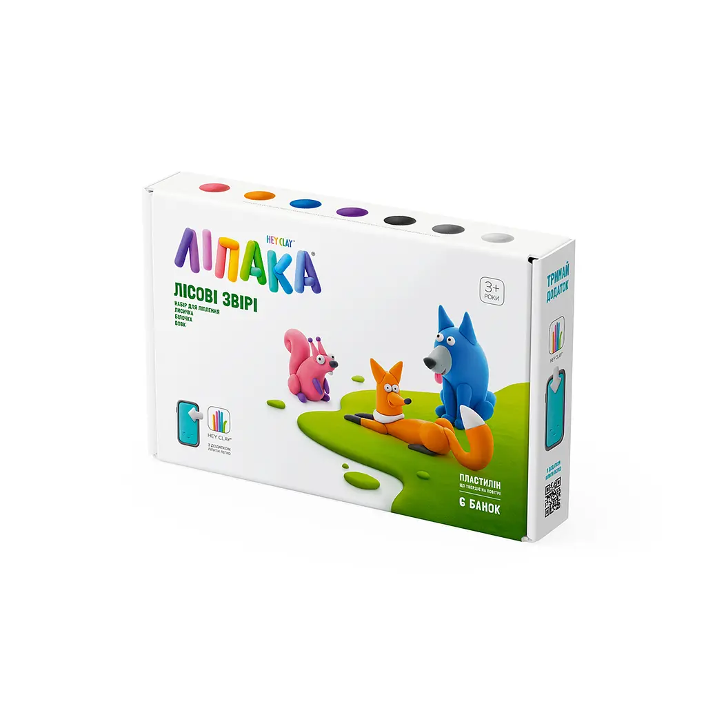 Набір пластиліну що самостійно твердіє Липака Лісові Звірі: вовк, лисичка, білочка (60043-UA01) - фото 3
