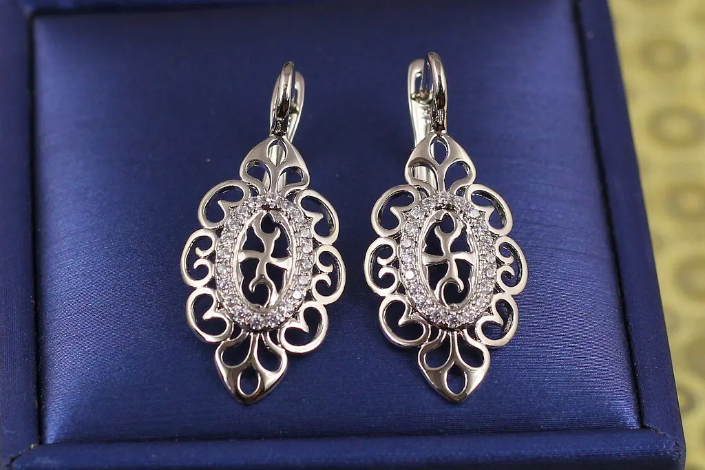 Сережки Xuping Jewelry східний край 3.3 см сріблясті