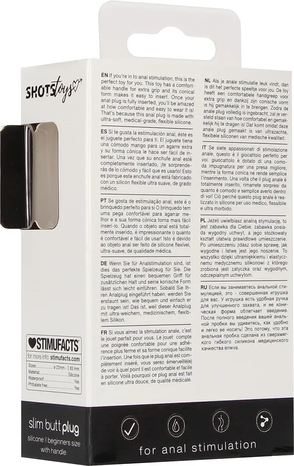 Анальна пробка ShotsToys Slim Butt Plug 8.3 см (чорний) - фото 11