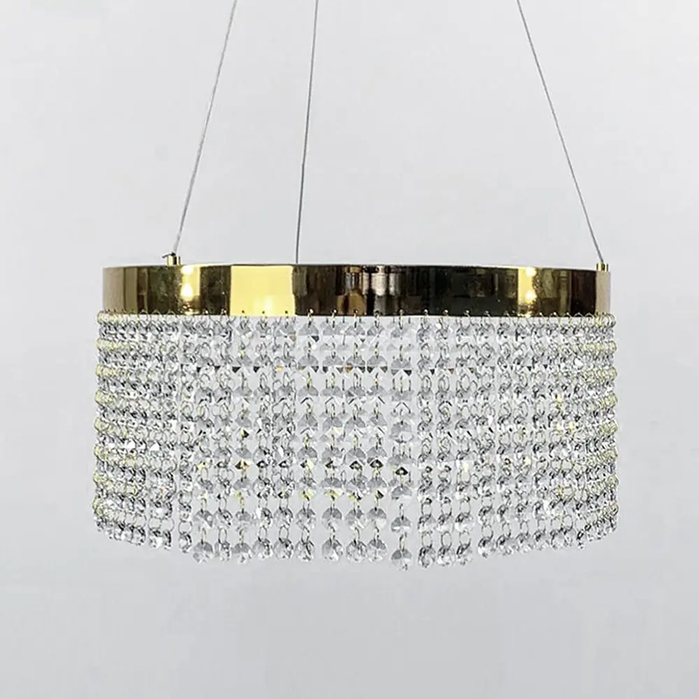 Невероятная хрустальная люстра с золотой обводкой h25 Line.F Диаметр 40см - фото 4