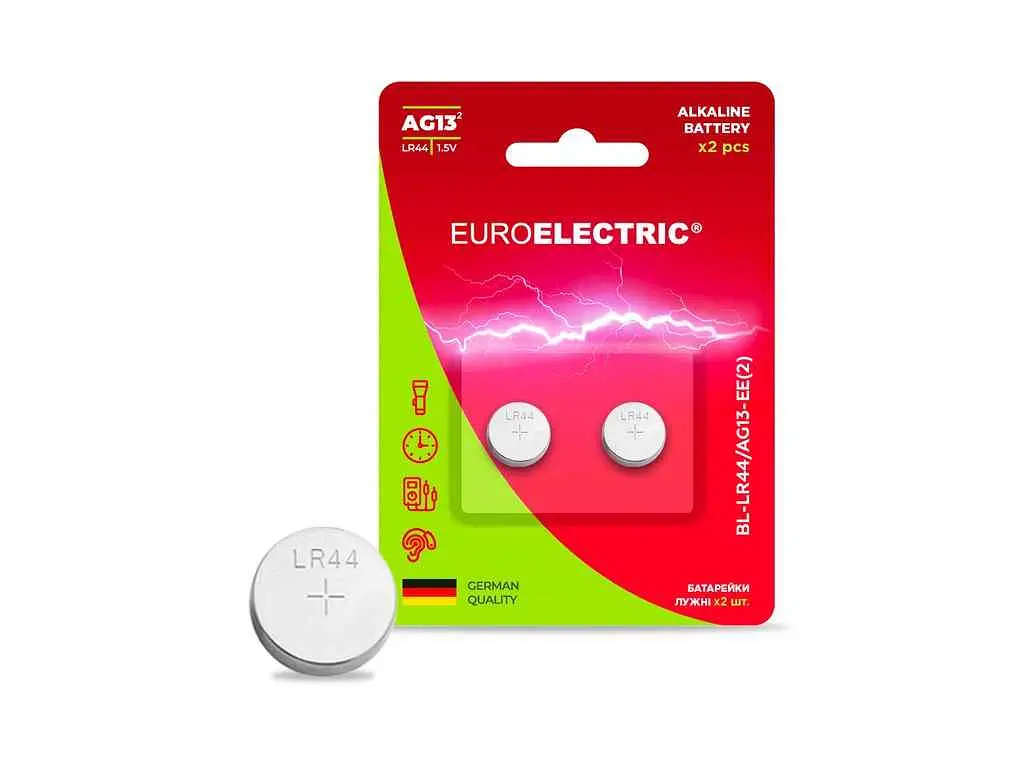Батарейка лужна EUROELECTRIC LR44/AG13 2штшт 1,5V blister