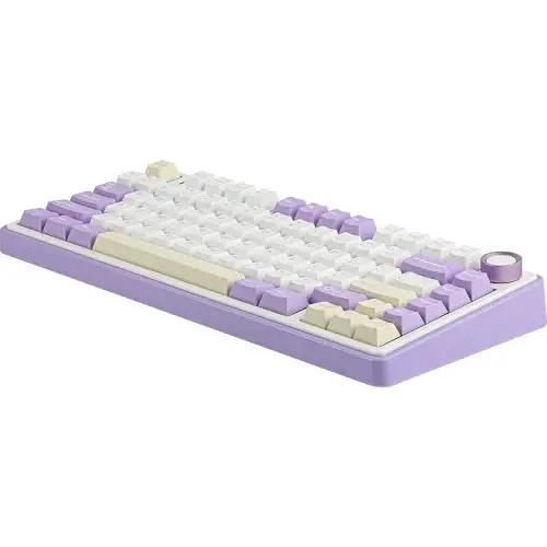 Клавіатура бездротова Aula F75, White/Purple, Bluetooth 5.0 / 2.4GHz USB / Type-C, механічна (перемикачі Gasket Reaper), RGB підсвічування, 80 кнопок, акумулятор, EN/UA (6978080501479) - фото 4