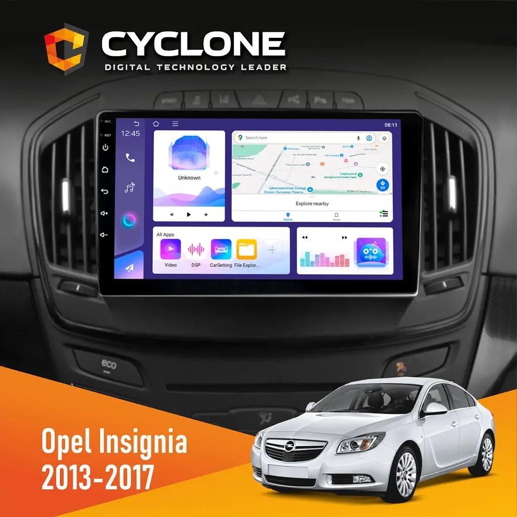 Штатна магнітола Opel Insignia 2013-2017 Cyclone C9-011 4x64, DSP Cyclone (НФ-00007087)