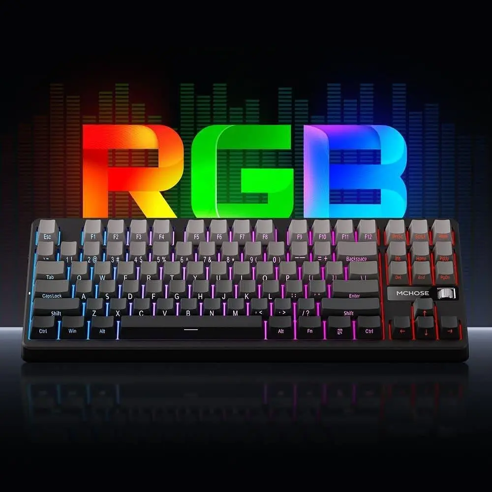 Клавіатура MCHOSE G87 RGB Mechanical Matcha Latte Switch V2 Wireless (MC-G87-17) Black/Pink (G-000003611) - фото 5
