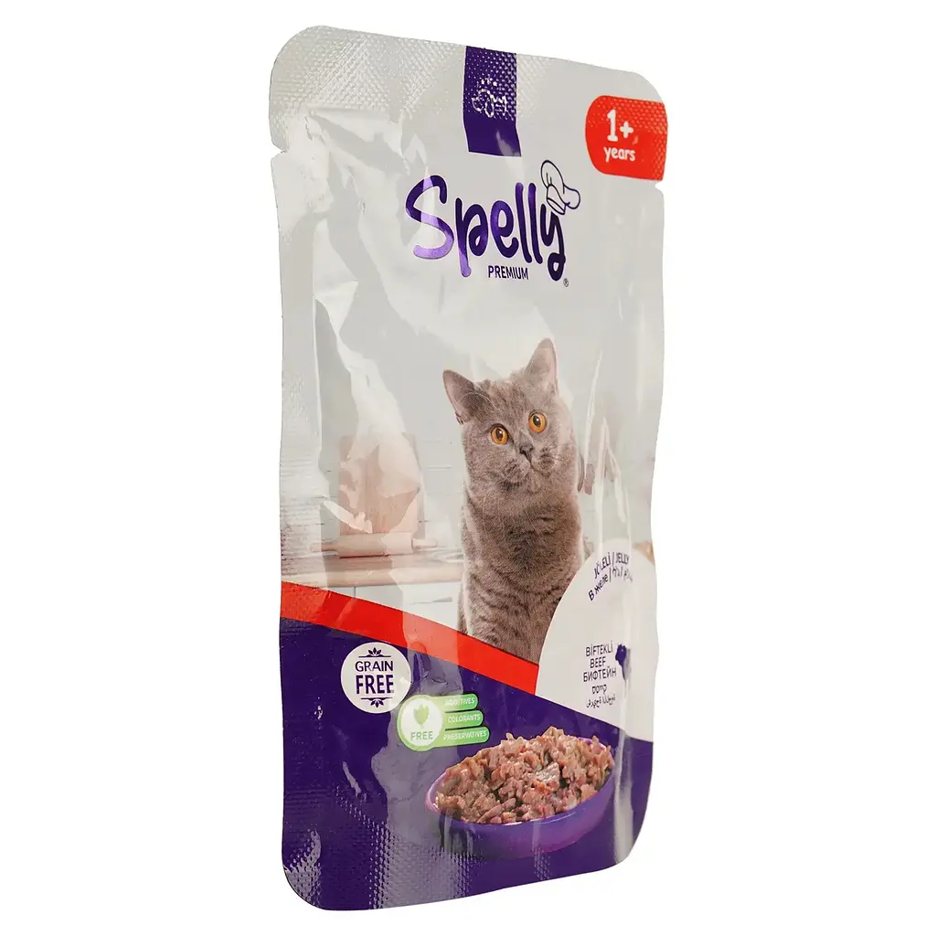 Вологий корм Spelly для дорослих котів яловичина в желе 85 г - фото 2
