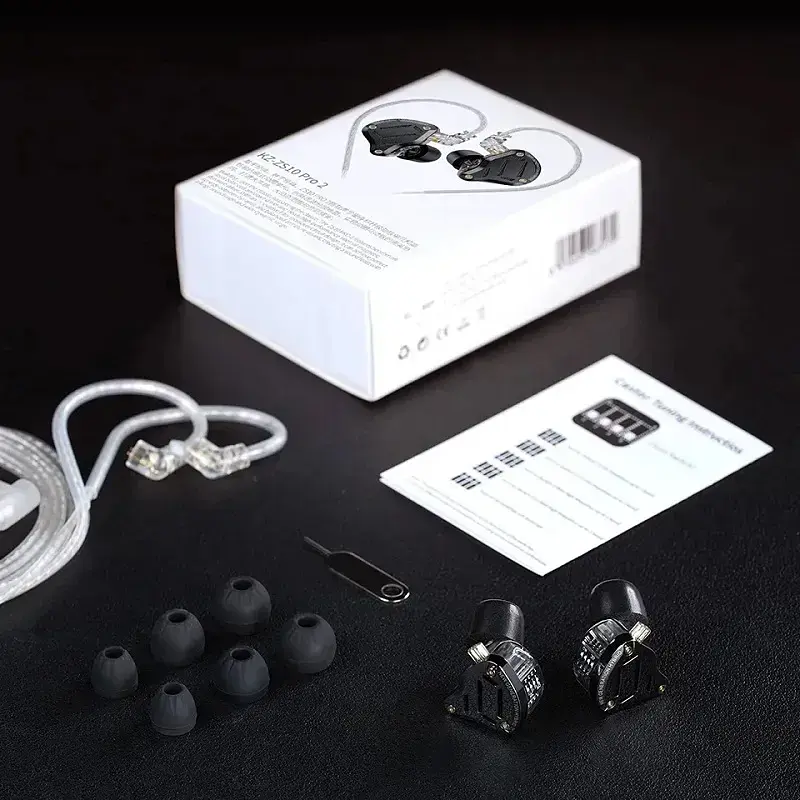 Гибридные наушники KZ ZS10 Pro 2 с микрофоном черные - фото 4