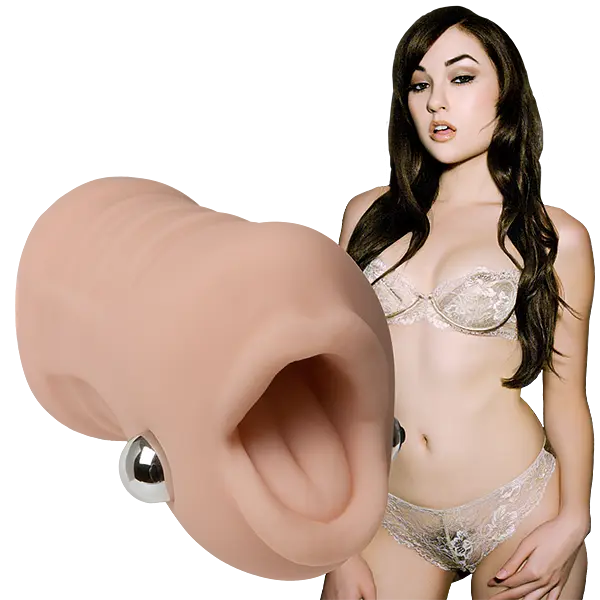 Doc Johnson Sasha Grey - Ultraskyn Vibrating Deep Throat Sucker - вібромастурбатор ротик, 14х7 см - фото 2