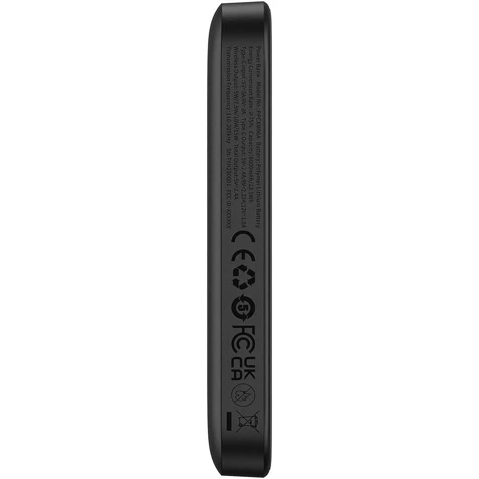 Павербанк Baseus Magnetic Wireless Mini Air Black 6 000 mAh / 20 Вт (P10059002113-00) - фото 7