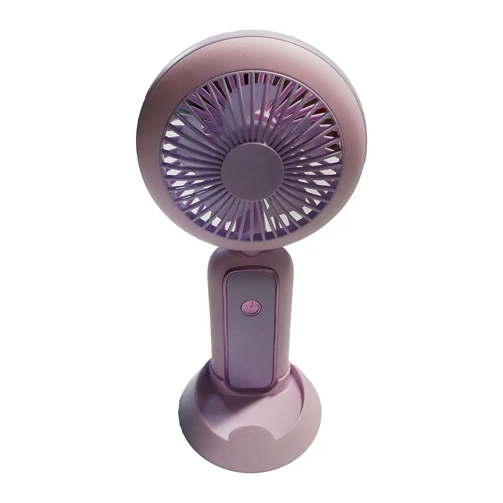 Ручний вентилятор Mini Portable Fan 3 Вт із підсвіткою і підставкою для телефона, фіолетовий, акумуляторний вентилятор - фото 4