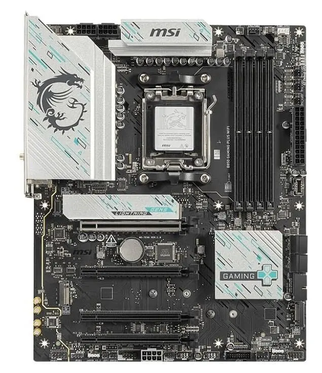 Материнська плата AM5 MSI B850 GAMING PLUS WIFI, B850, 4xDDR5, Int.Video (CPU), 4xSATA3, 3xM.2, 1xPCI-E 5.0x16, 1xPCI-E 4.0x16, 2xP8-9 8126VB 5Gb, WiFi 7, Bluetooth 5.4, 9xUSB 3.2/8xUSB 2.0, DP, ATX - фото 2