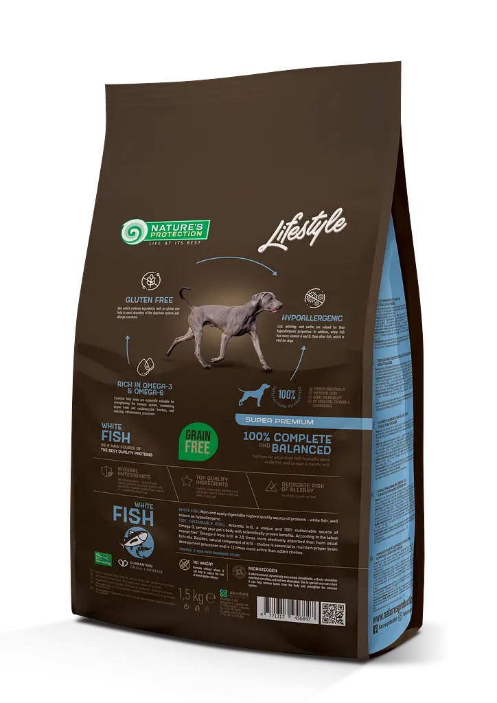 Сухий беззерновий корм з білою рибою для собак всіх порід Nature's Protection Lifestyle Grain Free White Fish, 1.5 кг - фото 2
