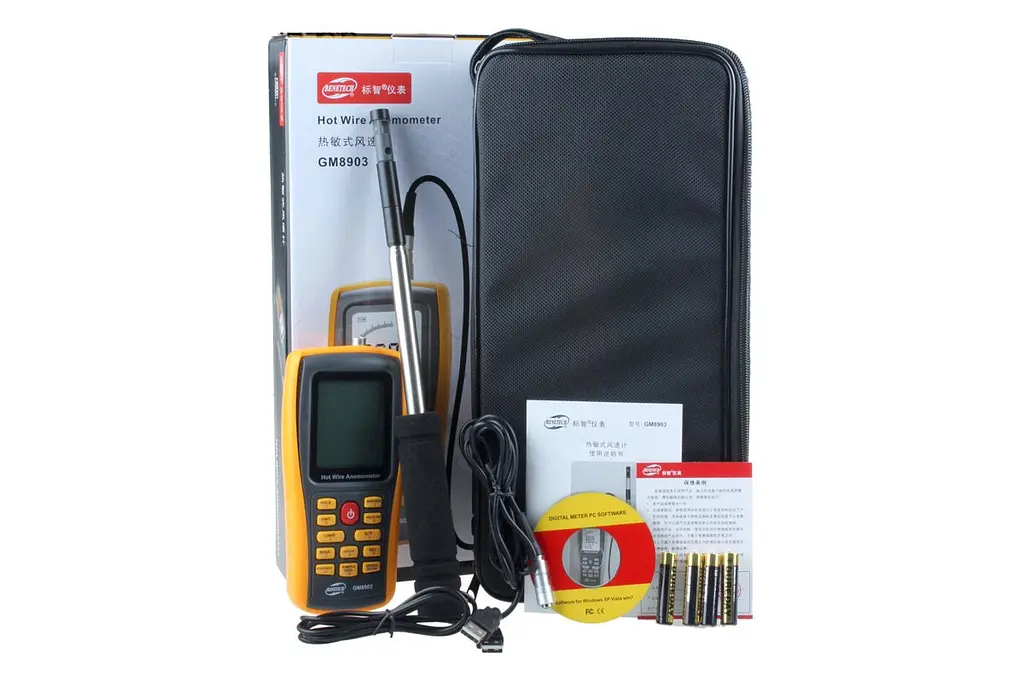 Термоанемометр профессиональный USB 0.3-30 м/с 0-45°C Benetech 16.4x7.7x3.6 см hoz0010077 - фото 2
