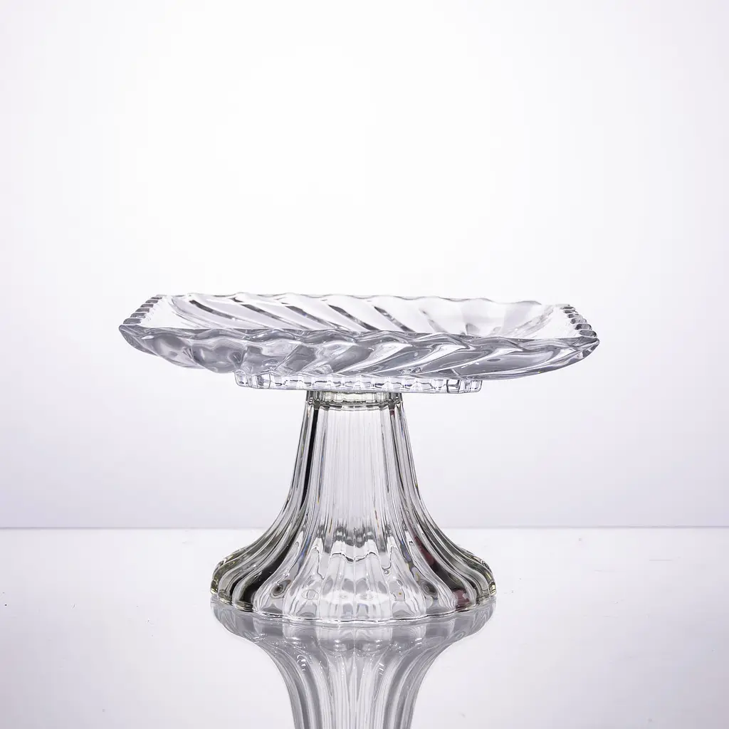 Тортовница стеклянная квадратная на ножке 16×16 см прозрачная для торта, десертов, сервировка стола Yiwu 64486-15 - фото 3