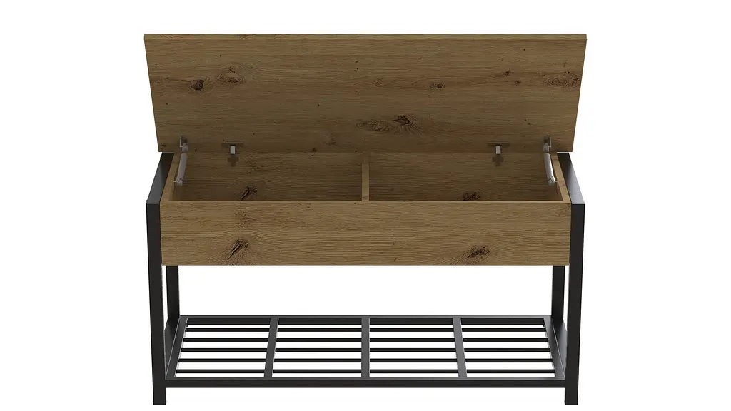 Банкетка с ящиком Ferrum-decor Дрейк 1 550x1000x400 металл Черный ДСП Дуб Артизан 16 мм (FRD-103050) - фото 2