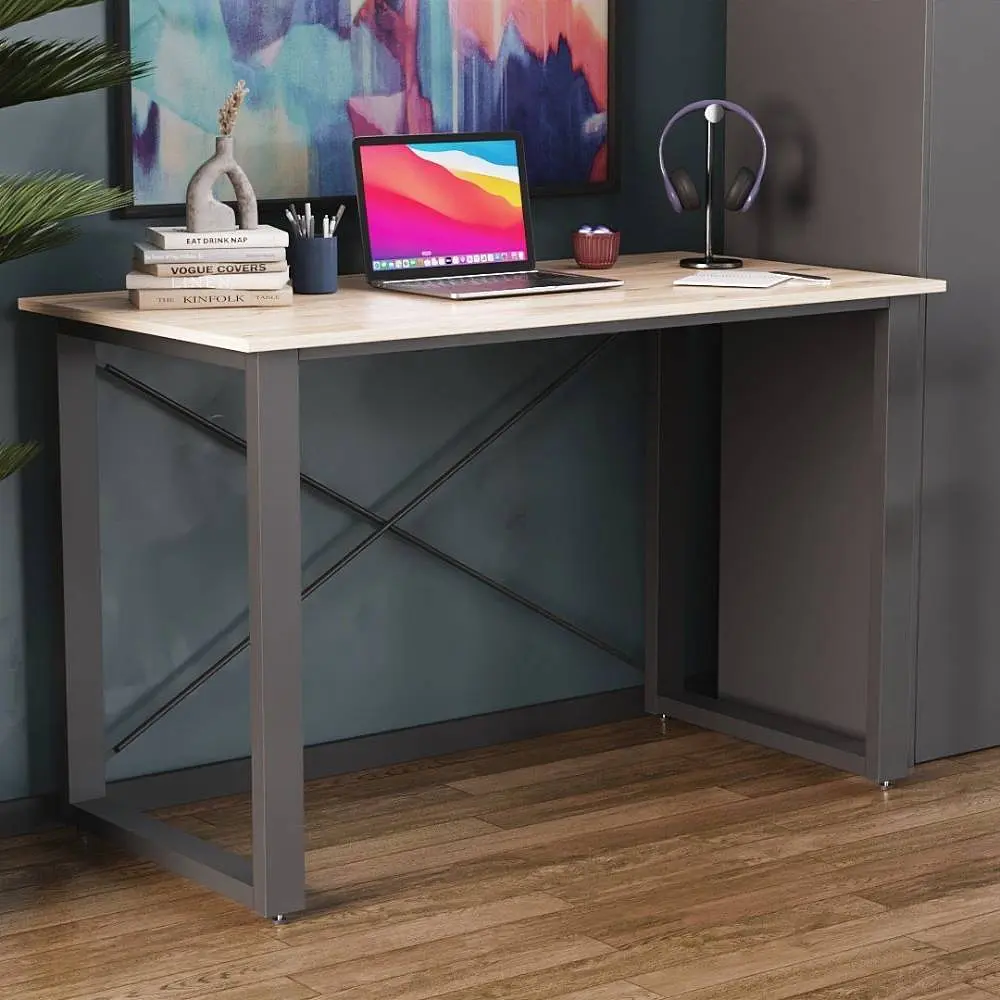 Письмовий стіл Ferrum-decor Драйв 750x1400x600 Чорний метал ДСП Дуб Сан-Марино 16 мм (FRD-103130) - фото 1