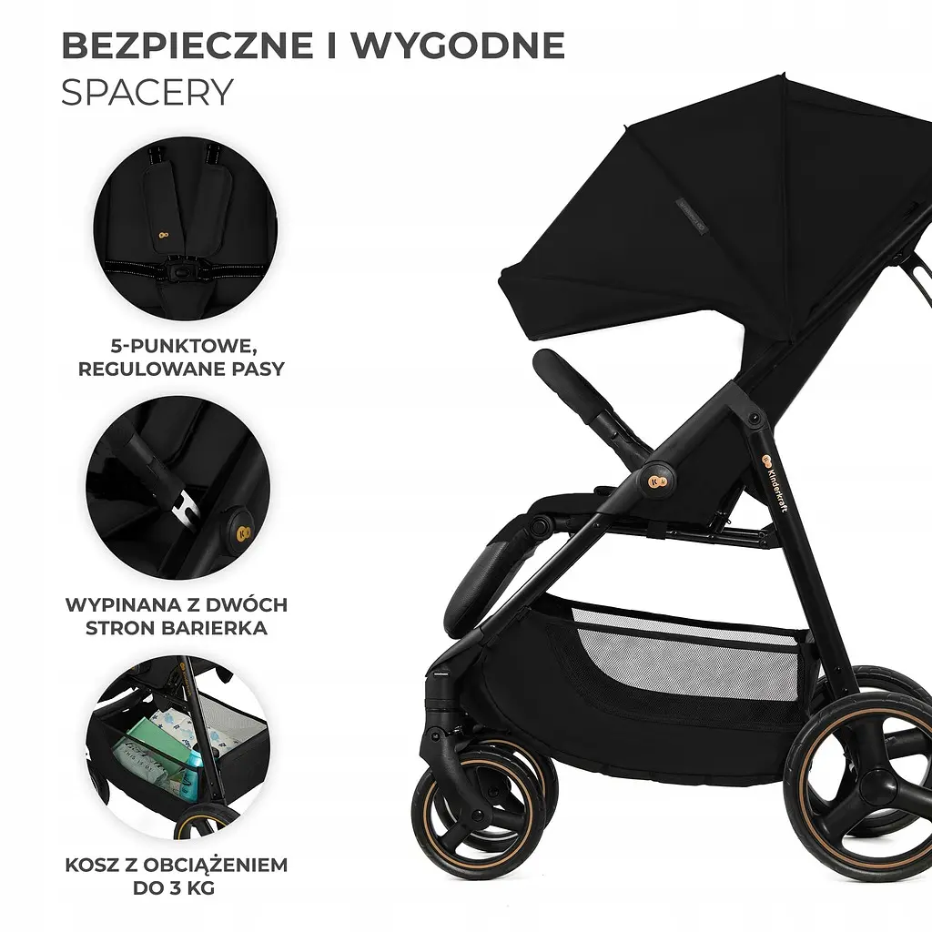 Прогулянкова коляска Kinderkraft Trig 3 Black - фото 3