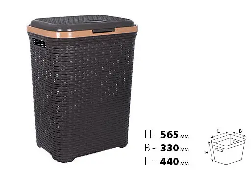 Кошик для білизни Violet House 0726 Роттанг Coffee, 55 л, коричневий (0726 Роттанг COF с/к 55 л) - фото 3