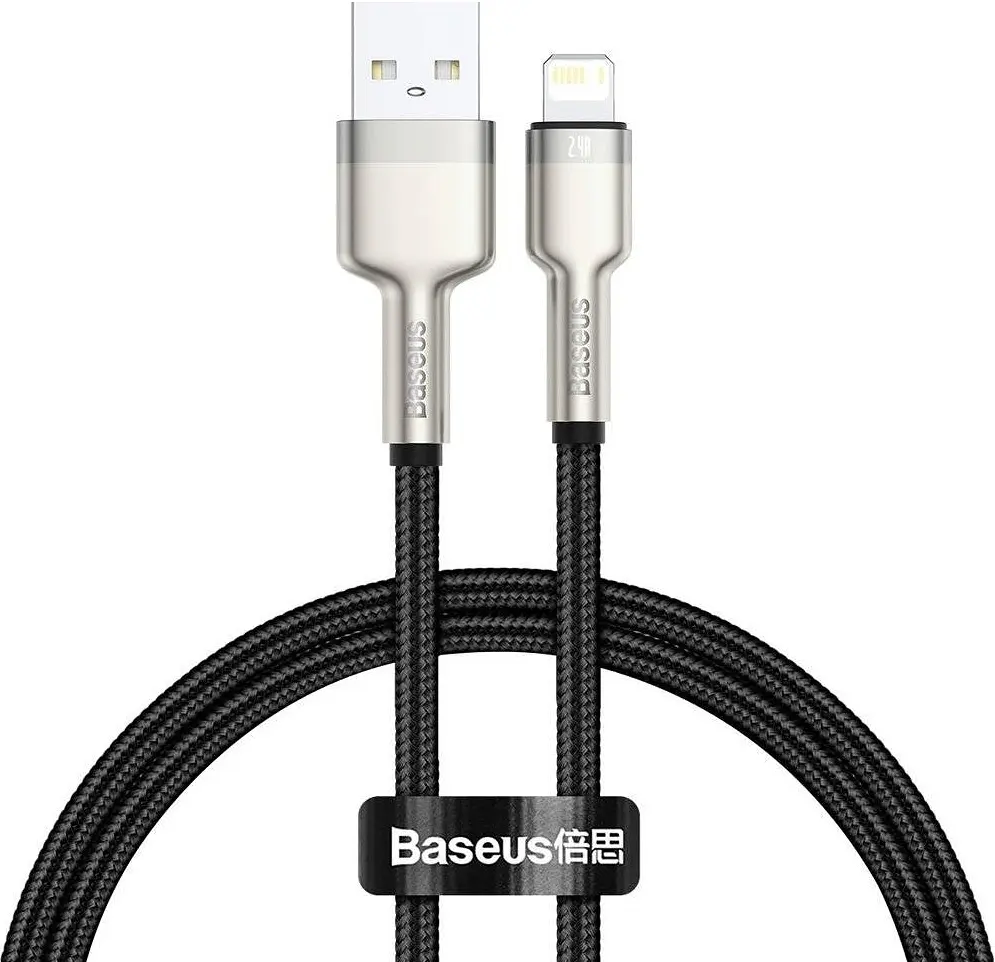 Кабель Baseus Cafule Series Metal Data Cable USB to IP 2.4A 0.25m black (CALJK-01) - фото 5