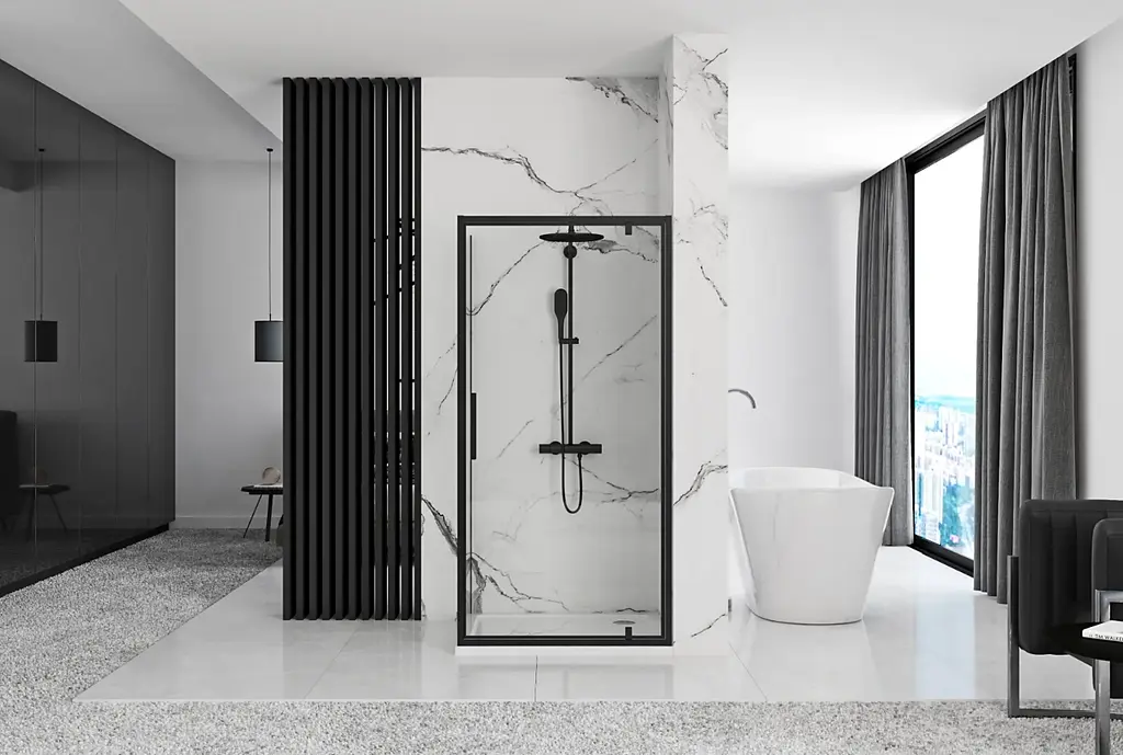 Душова кабіна Rea Rapid Swing 100x100 black REA-K6423 + REA-K6410, Чорний матовий, Універсальна, прозрачний, Чорний матовий - фото 5