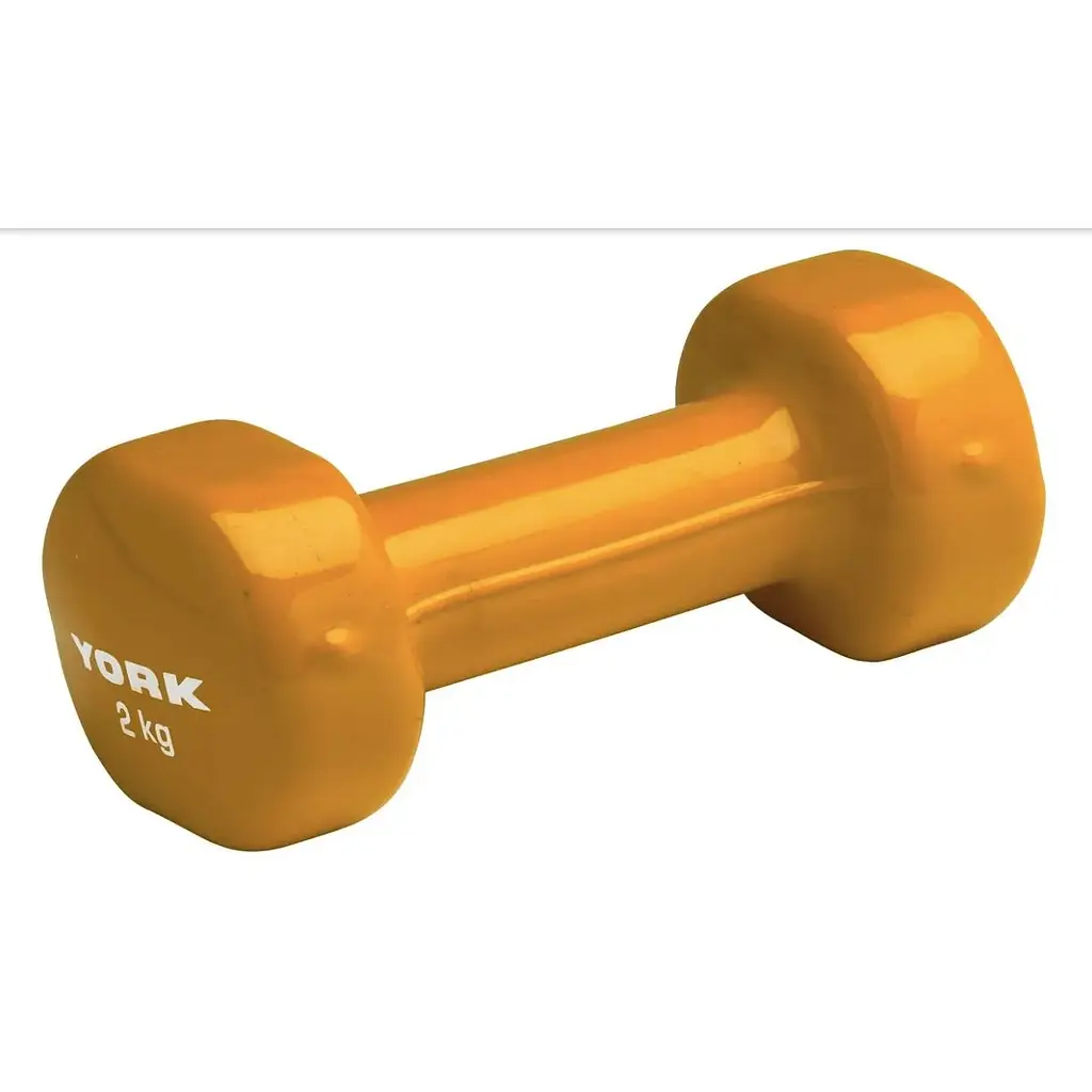 Гантели для фитнеса York Fitness виниловые круглые 2х2кг желтый - фото 2