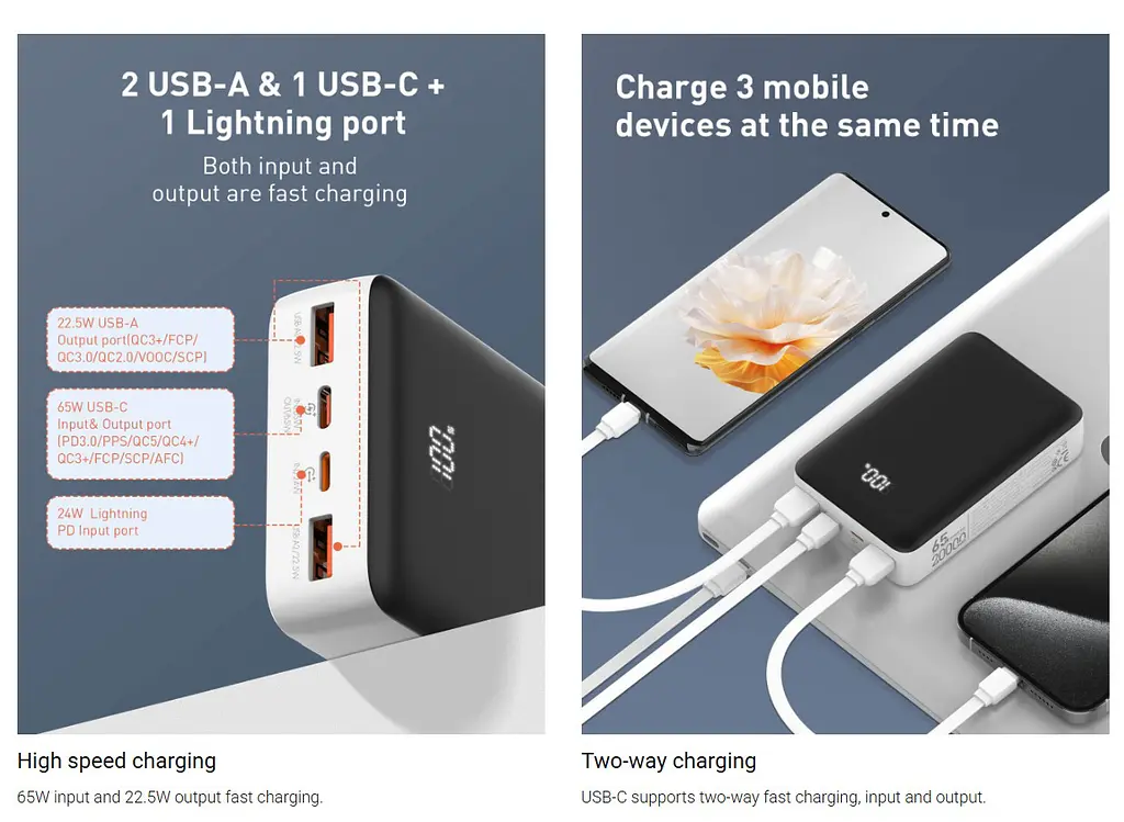 Повербанк Powerbank LogicPower LPPQ27 20000 mAh QC PD 65W - фото 2