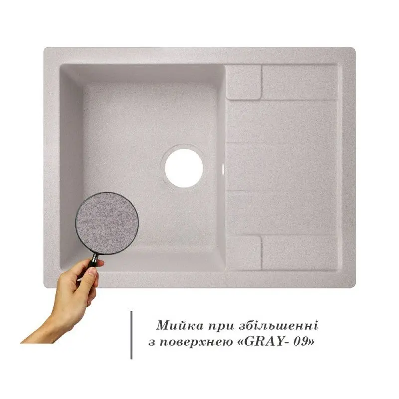 Кухонна мийка Lidz 650x500/200 GRA-09 (LIDZGRA09650500200), Сірий - фото 3
