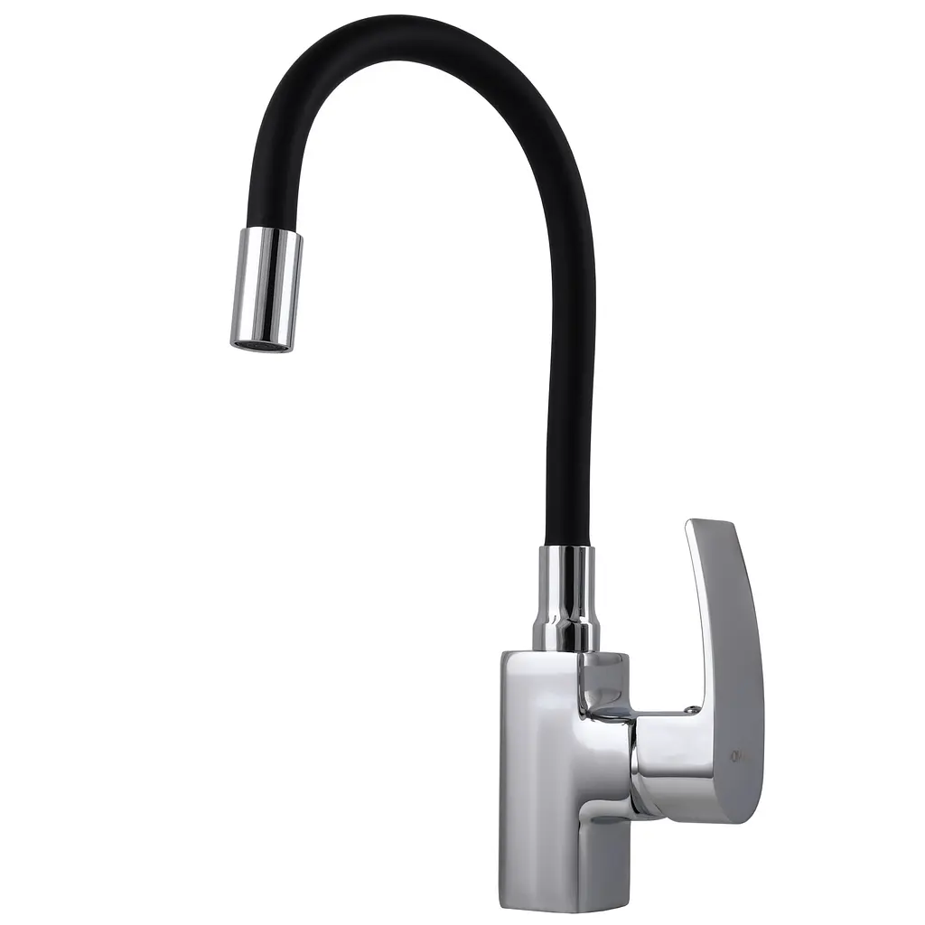 Змішувач для кухні DOMINO RONDO DND-203SR-SB хром чорний для зручного використання та елегантного дизайну - фото 2