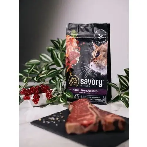 Сухий корм Savory для стерилізованих котів зі свіжим ягням і куркою 400 г - фото 8