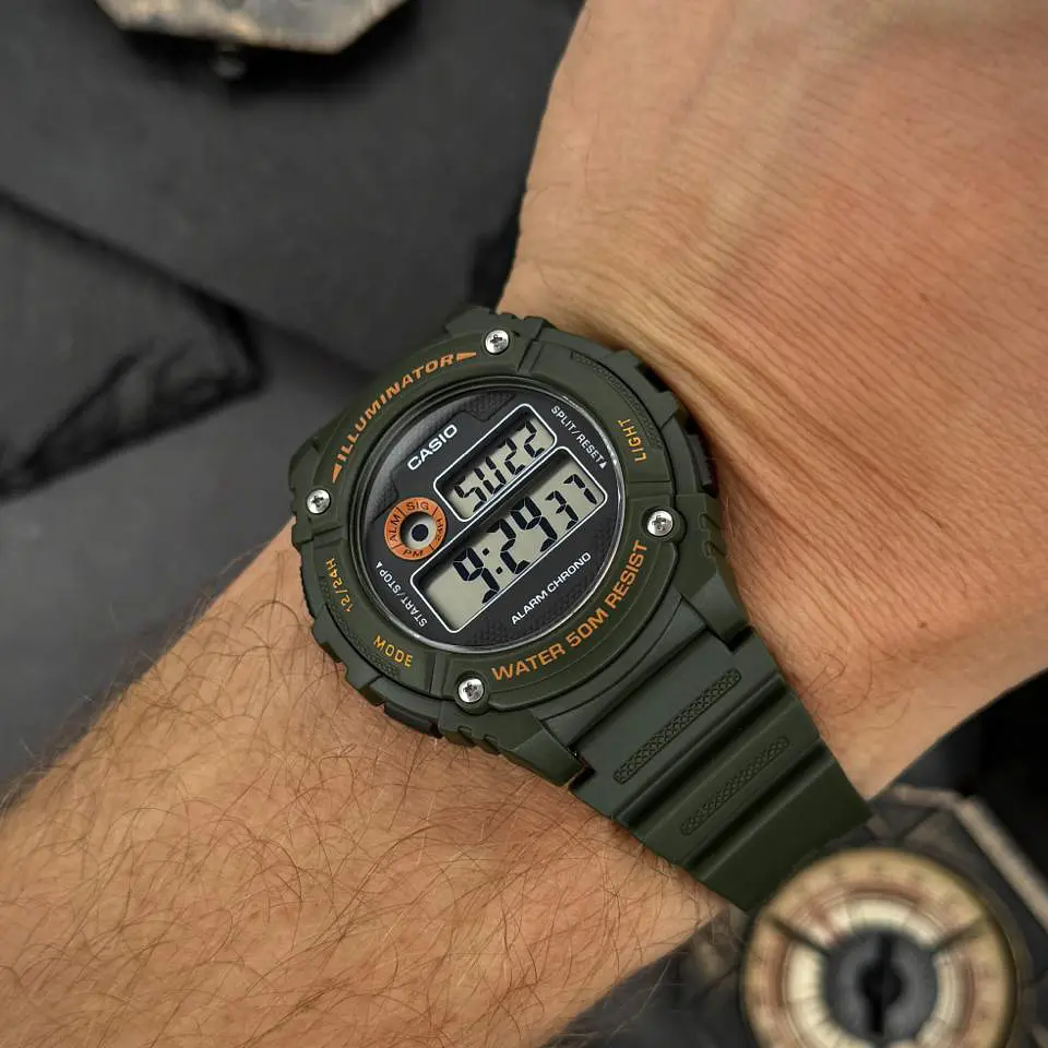Чоловічий годинник Casio W-216H-3B Темно-Зелений ( AT1141-0120 ) - фото 7