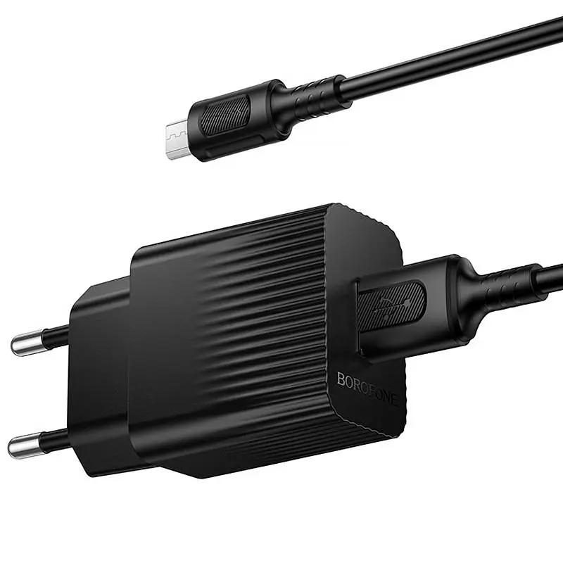 СЗУ Borofone BAS71A Source 10.5W (1USB-A) + кабель USB to MicroUSB Black - фото 3