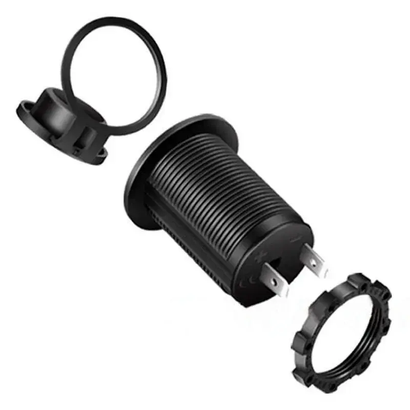Гніздо під штекер прикурювача врізне з кришкою 2 USB DC 12-24V 5V 2,1-1A подсветка Помаранчевий (SF-50-2) - фото 4