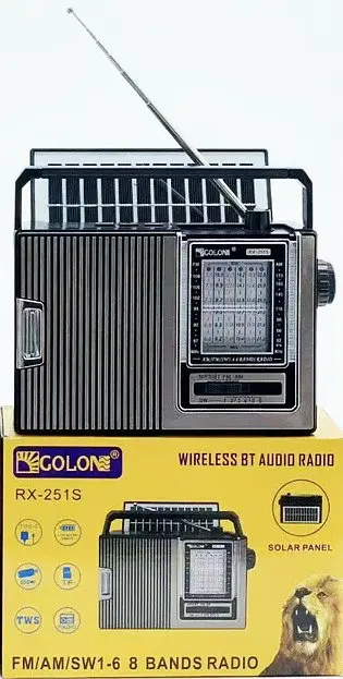 Радіоприймач Golon RX-251S Solar Bluetooth радіо з сонячною панеллю MP3 USB TF Сірий - фото 2
