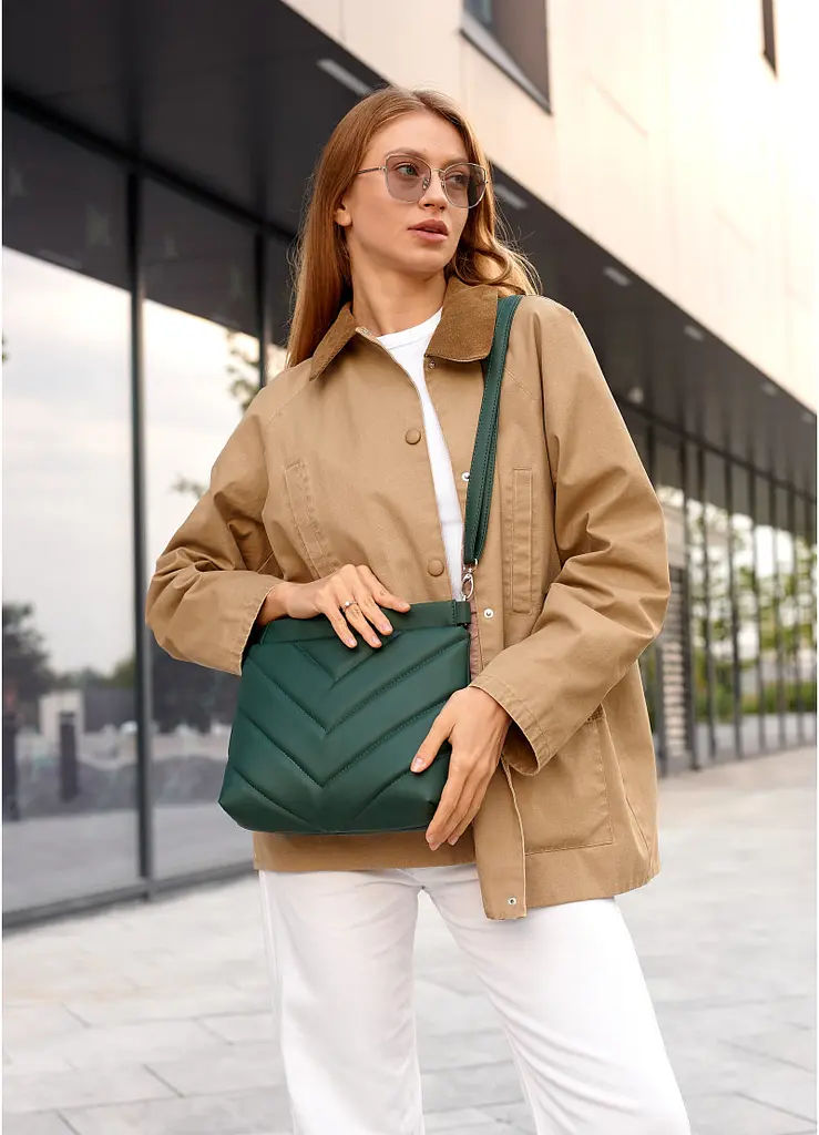 Сумка жіноча Sambag Rose зелена 27 х 25 х 5 см (94380007) - фото 3