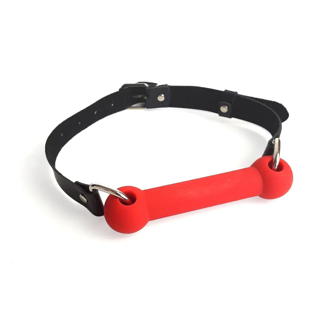Кляп Палиця, силікон та натуральна шкіра, Art of Sex - Gag Stick Silicon, Червоний Art of Sex SO6704 95111 - фото 5