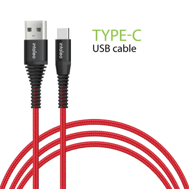 Дата кабель USB 2.0 AM to USB-C 1.2m Red Intaleo (1283126559464)